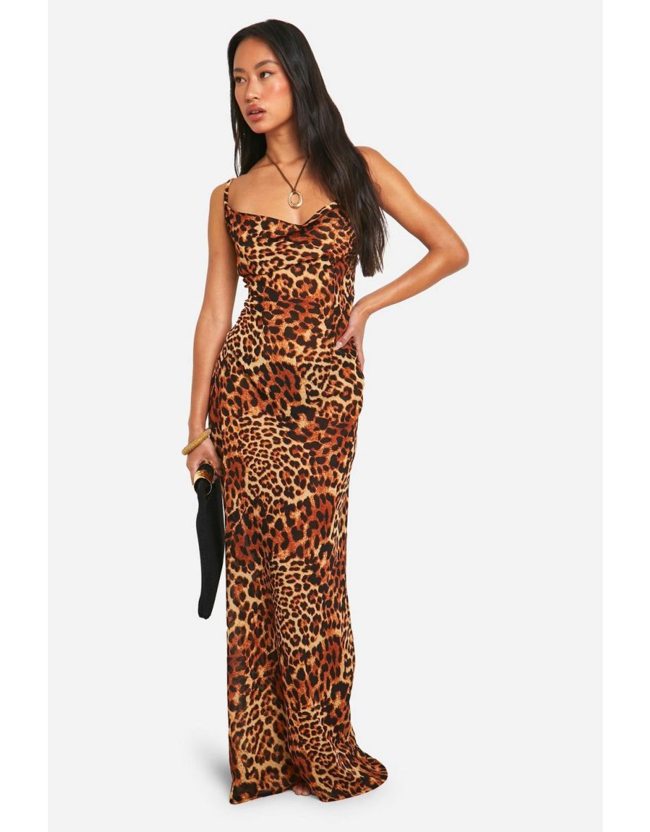 Leopard cowl neck dress shop