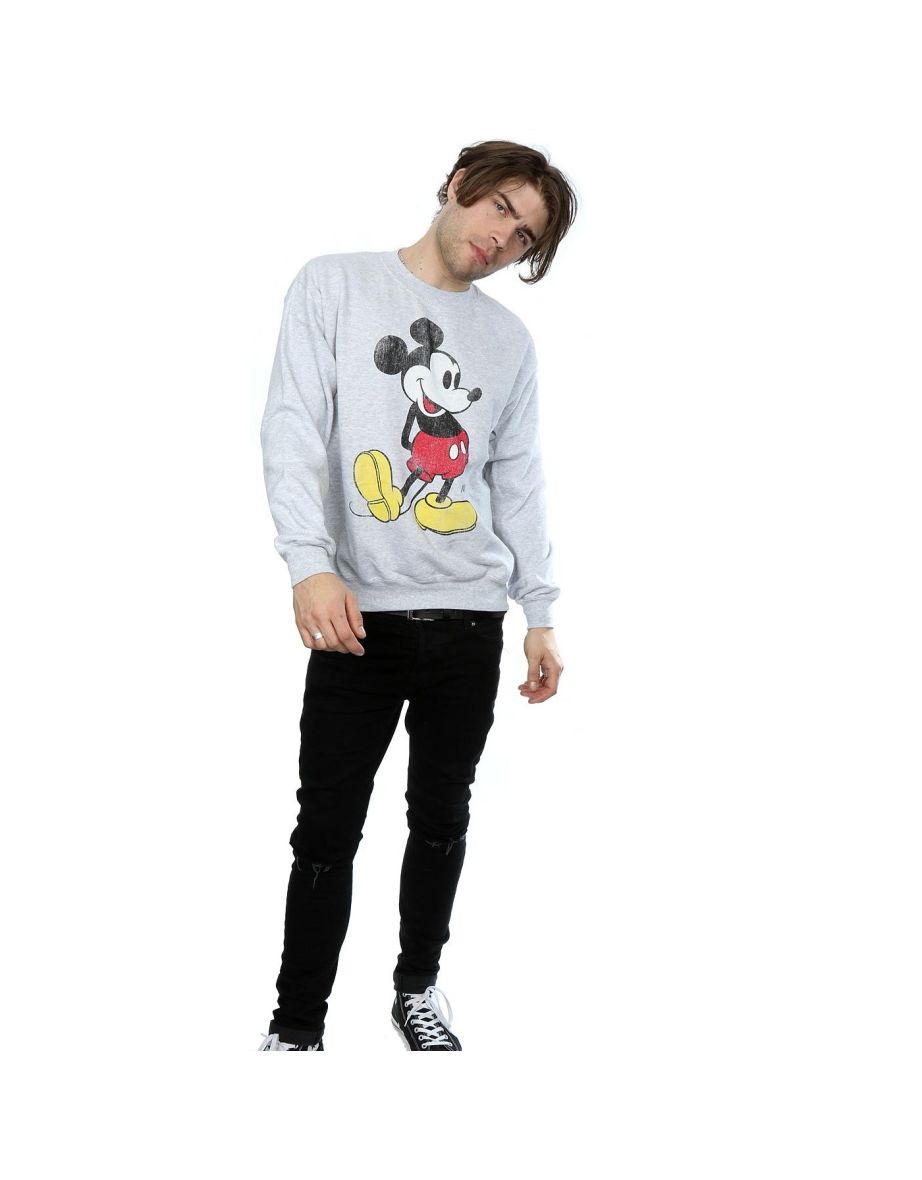 Disney Mens Mickey Mouse Classic Kick Sweatshirt - Heather Grey - 3