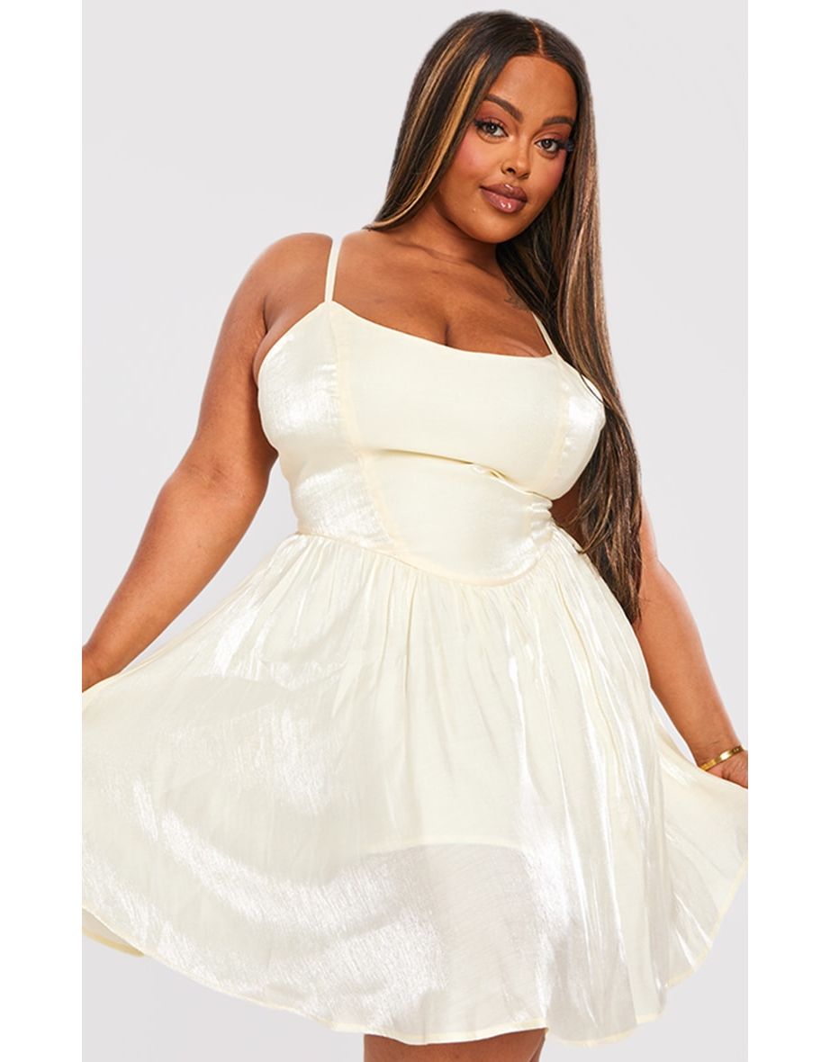 Shop Plus Cream Woven Skater Dress Online in Iraq VogaCloset