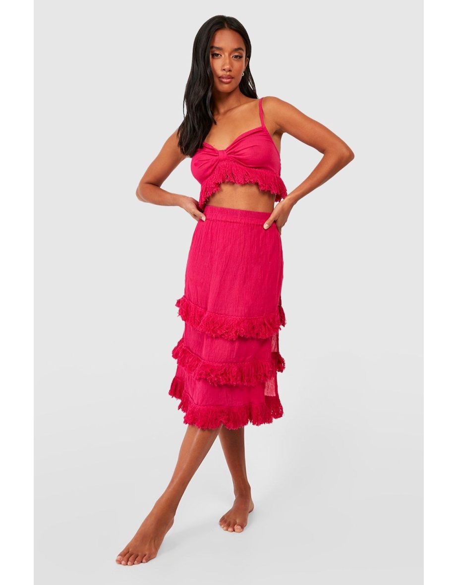 Hot pink ruffle skirt dress online