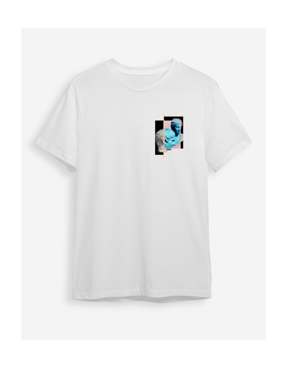 White Sculpture Printed Regular Cut T-shirt
