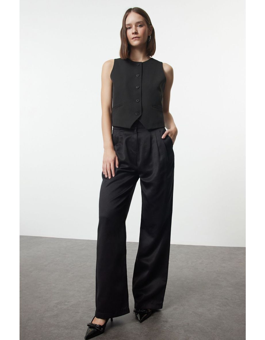 Black Balloon Pattern Woven Trousers