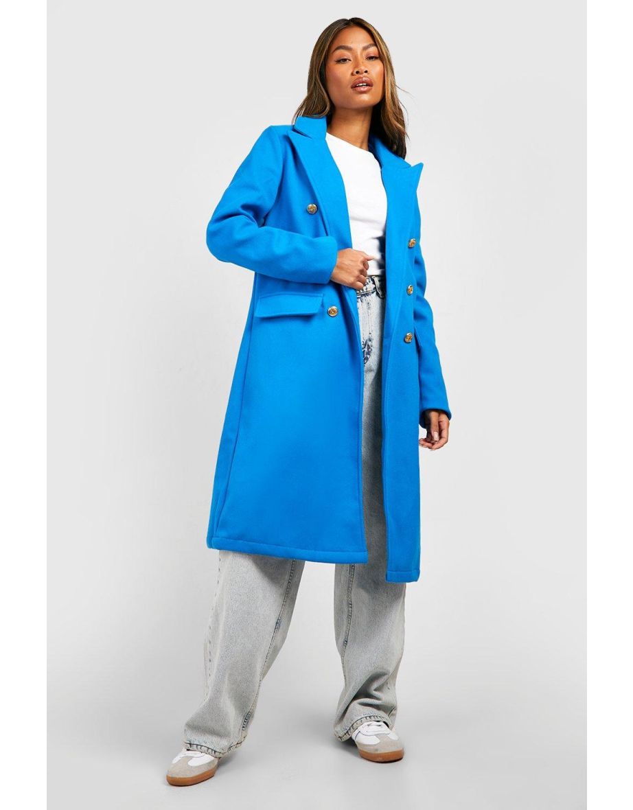 Royal blue long wool coat online