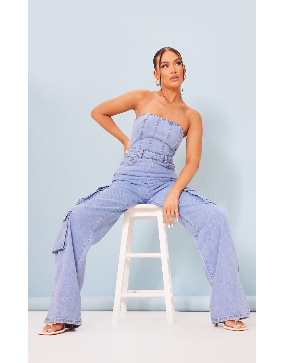 Denim bandeau jumpsuit discount