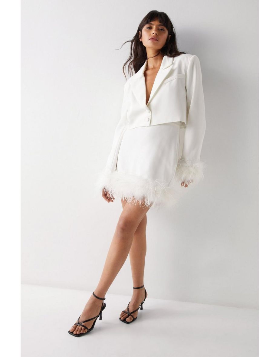Feather Cuff Tailored Cropped Blazer