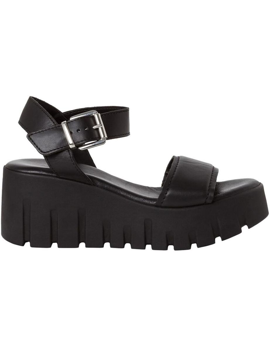 Leather Chunky Wedge Sandals
