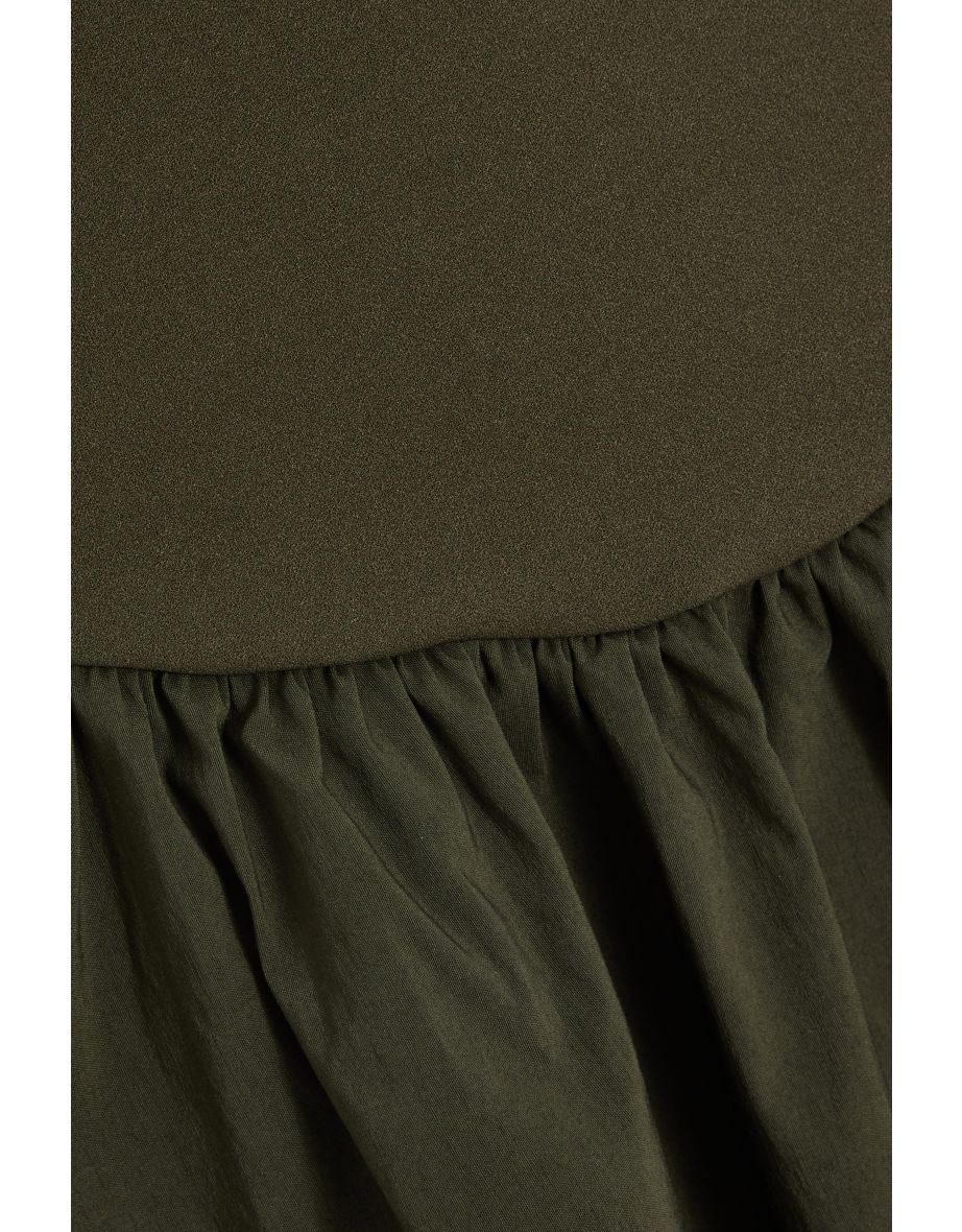 Khaki Strappy Puff Ball Skater Dress - 5