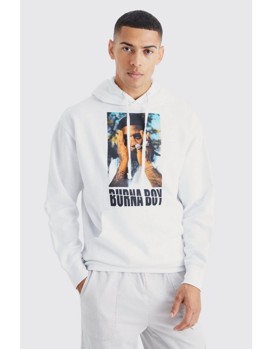 Oversized Burna Boy License Hoodie - white