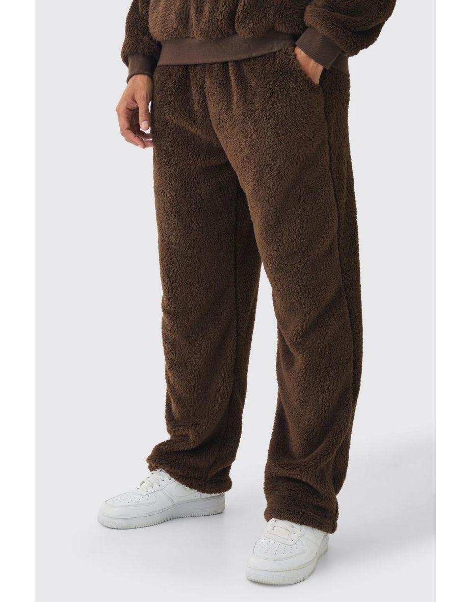 Straight Leg Teddy Borg Joggers - chocolate