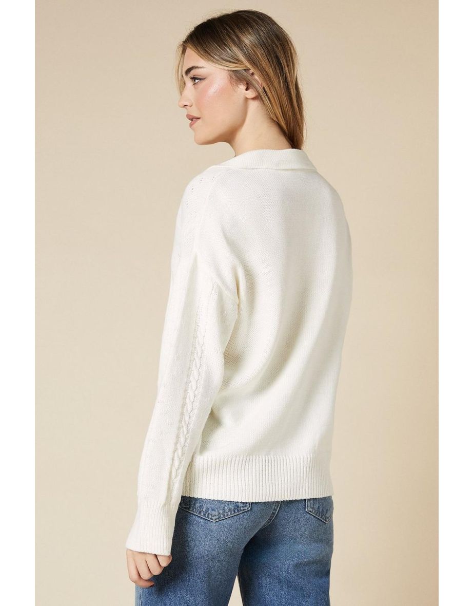Cable Knit Collared Jumper - 3