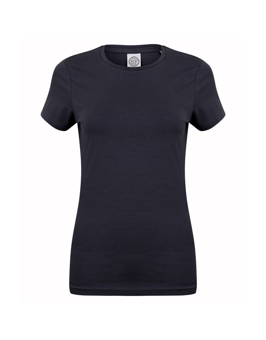 Skinni Fit Womens/Ladies Feel Good Stretch Short Sleeve T-Shirt - Navy