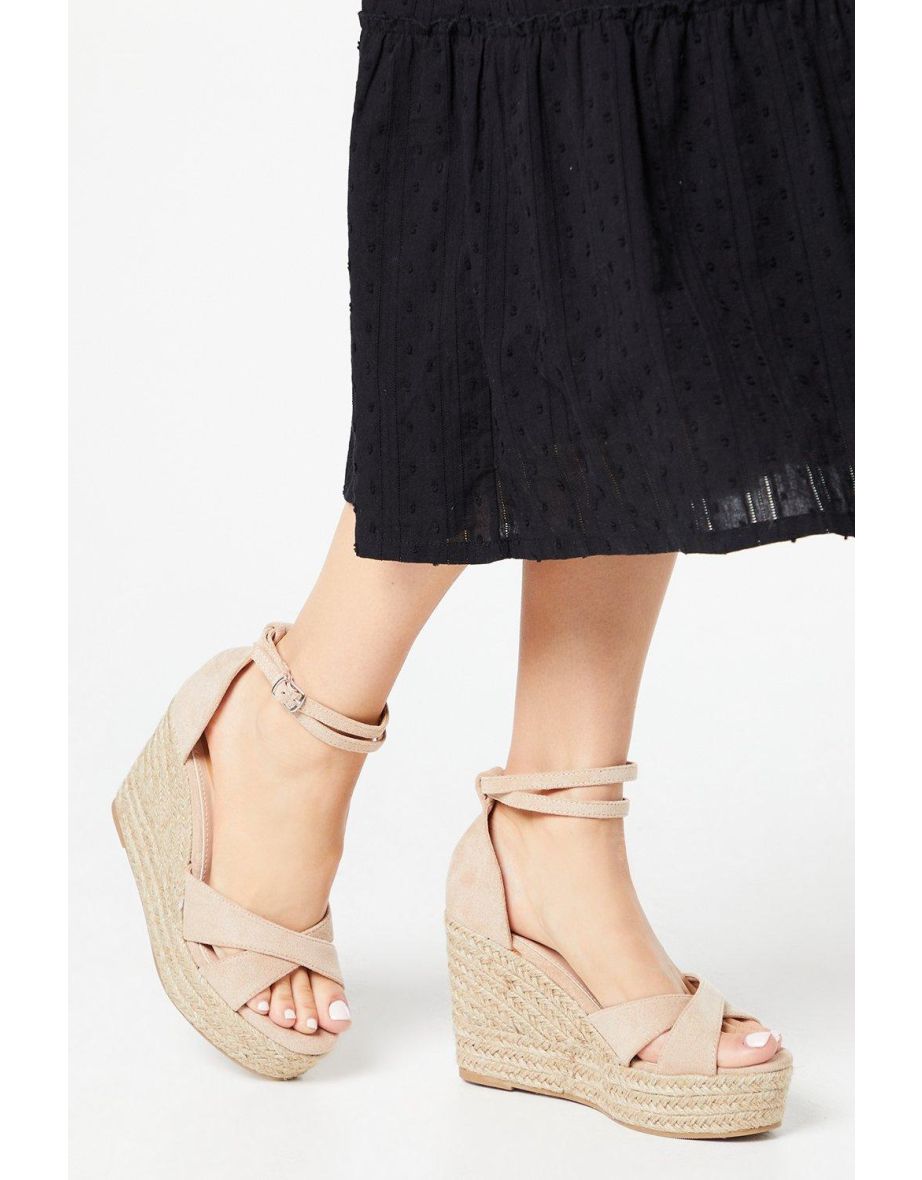 Shop Faith Heaven Cross Strap High Espadrille Wedge Sandals Online in Oman VogaCloset