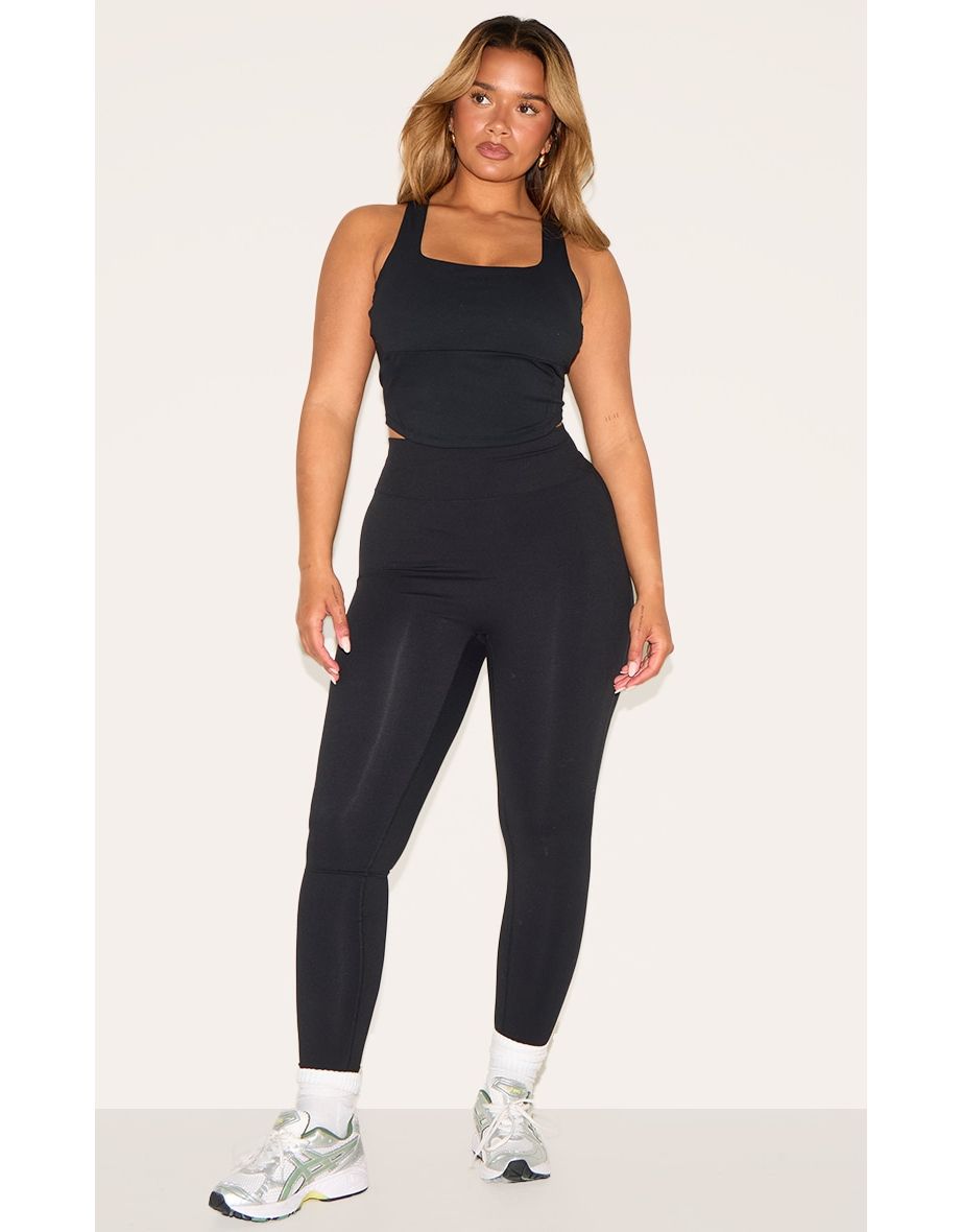 Shape Black Active Cupped Seam Detail Sports Bra