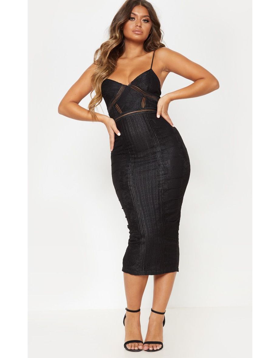 Pretty little thing black lace dress on sale