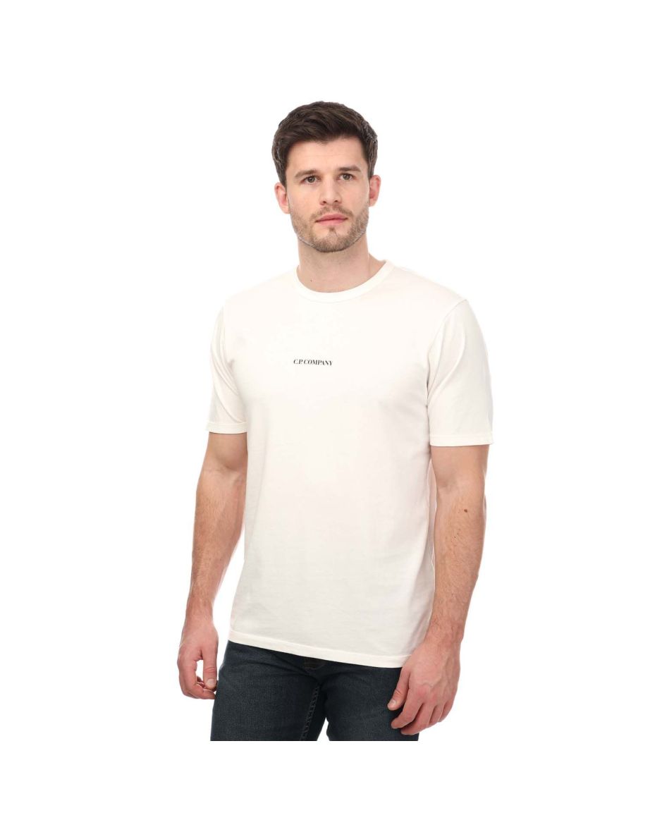 Men's CP Company 24/1 Jersey Resist Dyed Logo T-Shirt in White