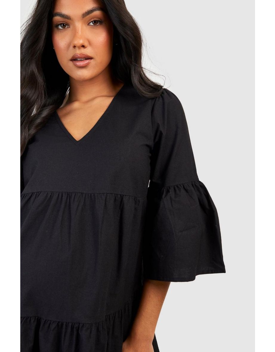 Maternity Tiered Smock Dress - black - 3