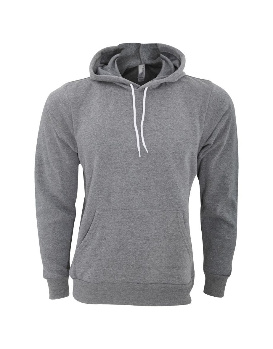 Bella + Canvas Unisex Pullover Polycotton Fleece Hooded Sweatshirt / Hoodie - Heather Grey