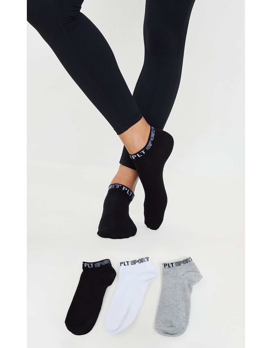 Monochrome 3 Pack Sports Ankle Socks