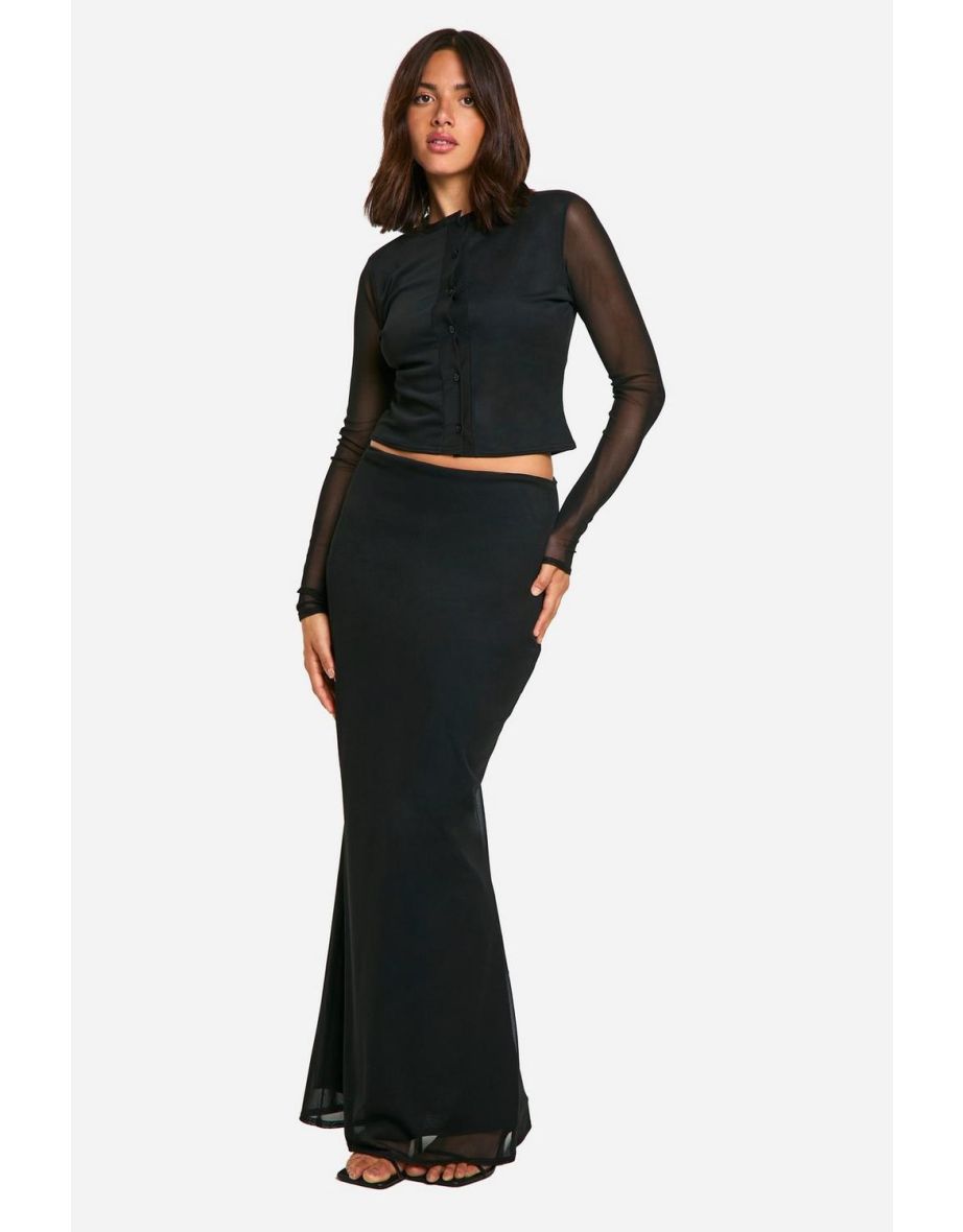 Shop Mesh Maxi Skirt black Online in Bahrain VogaCloset