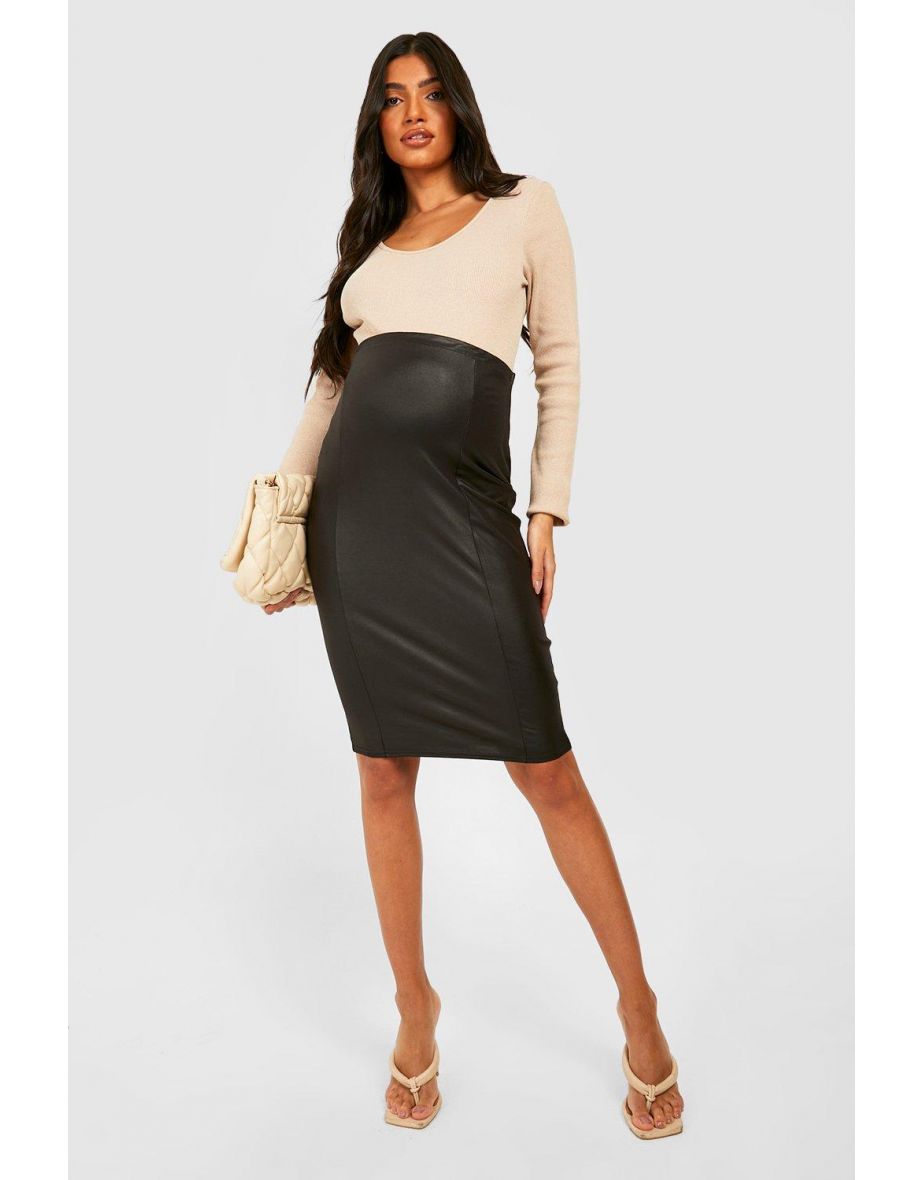 Maternity leather midi skirt online
