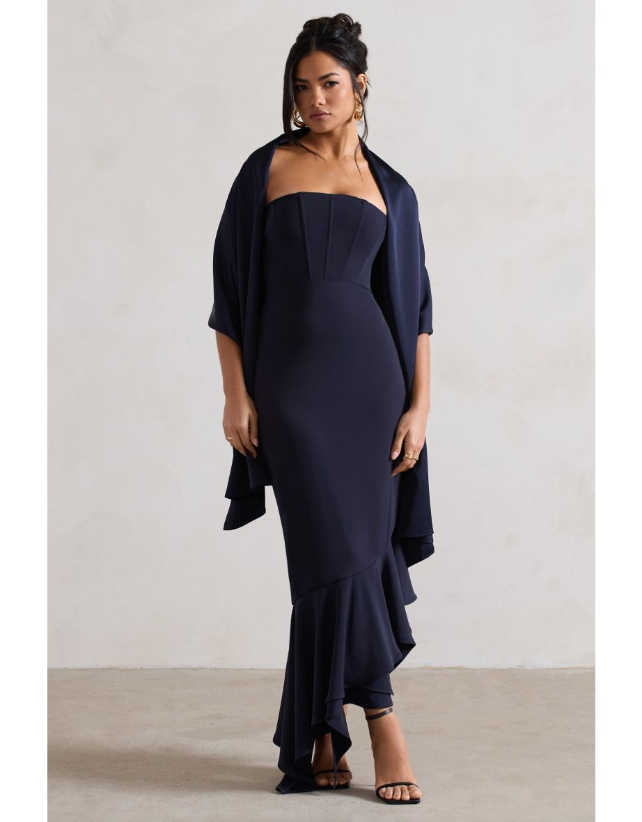 Lush | Navy Satin Shawl
