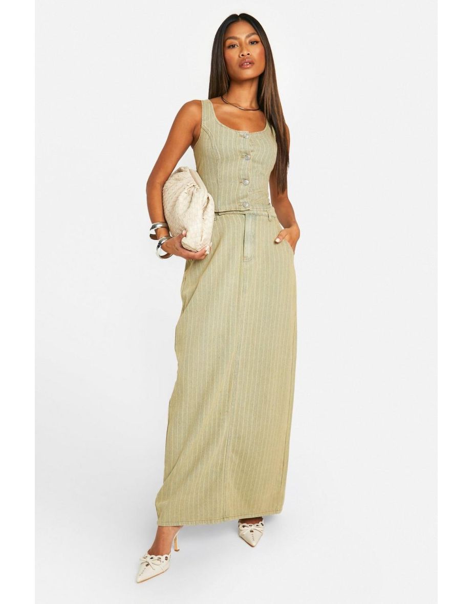 Shop Tinted Wash Denim Maxi Skirt vintage wash Online in Bahrain VogaCloset