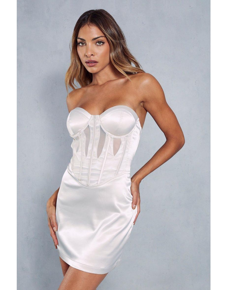 Satin mesh dress cheap