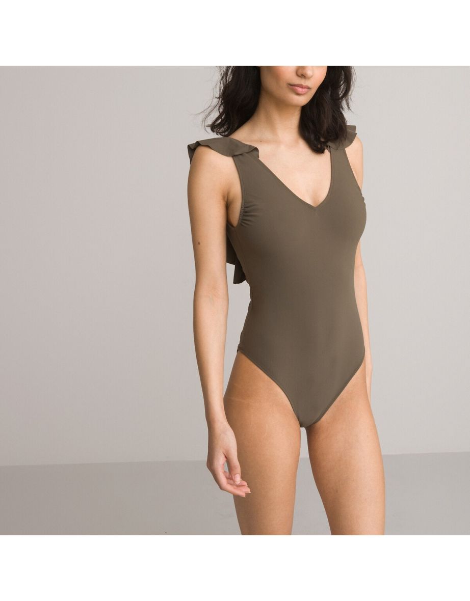 Ruffle back one piece swimsuit top