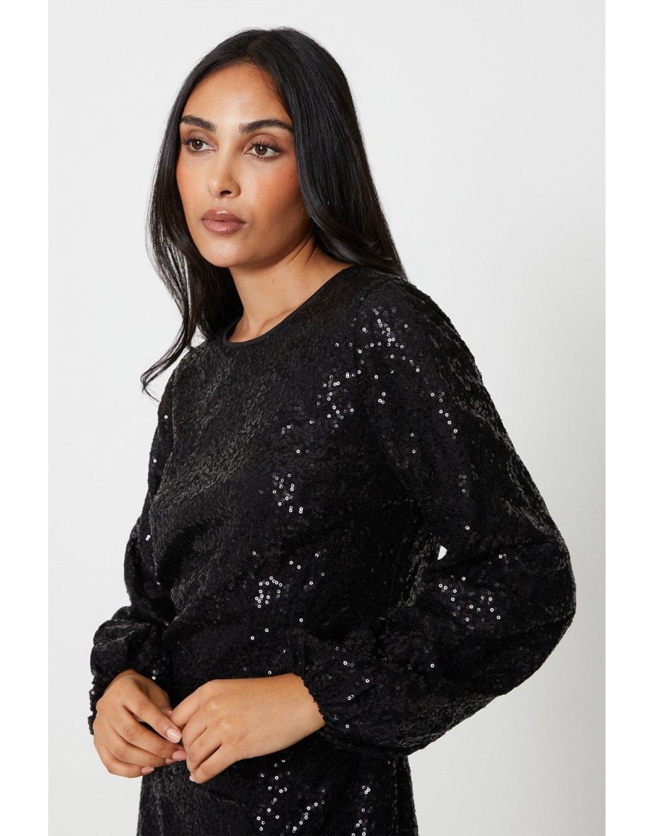 Petite Sequin Split Front Swing Dress - 3