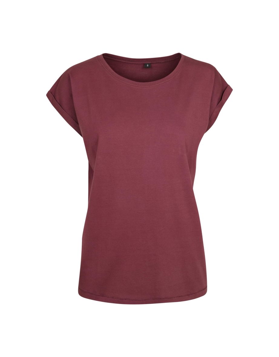 Womens/Ladies Extended Shoulder T-Shirt - Cherry