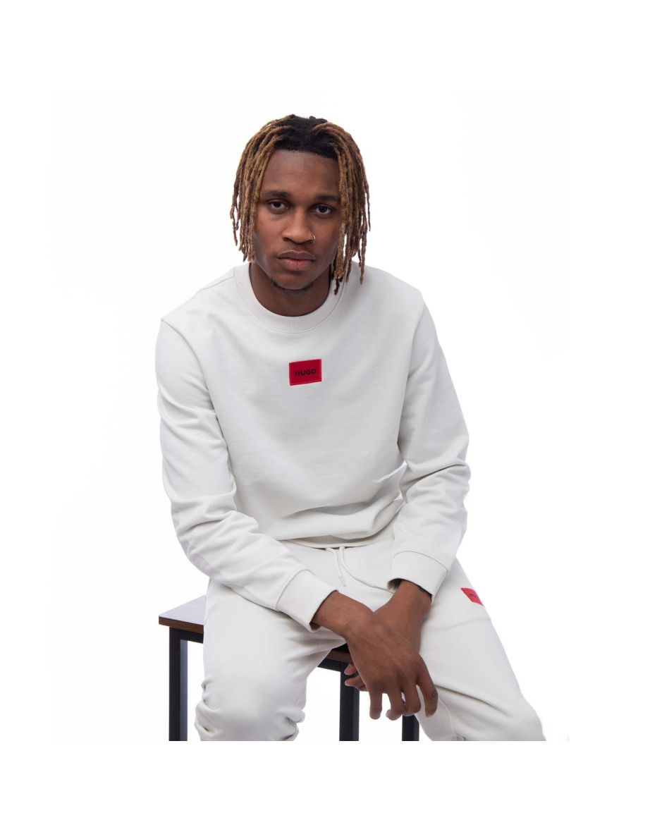 Men's Hugo Boss Red Logo Label Sweatshirt in White - 3