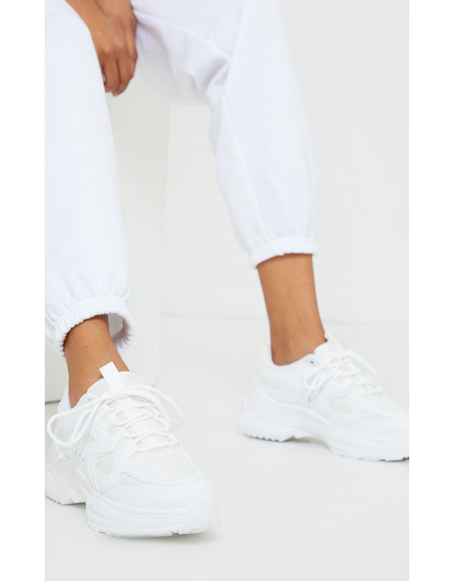White Contrast Mesh Trainers