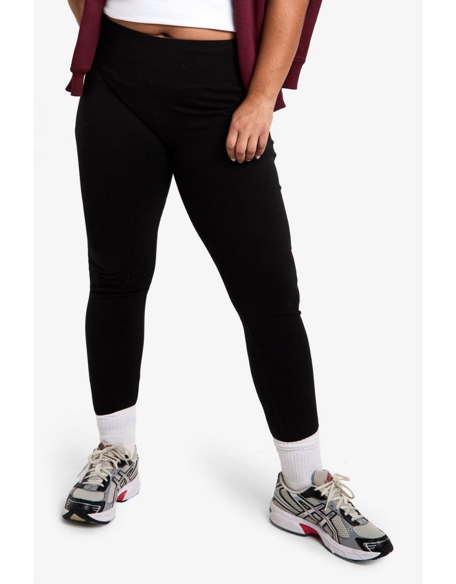 PLUS BASIC HIGH WAISTED DEEP WAISTBAND LEGGING - black - 3