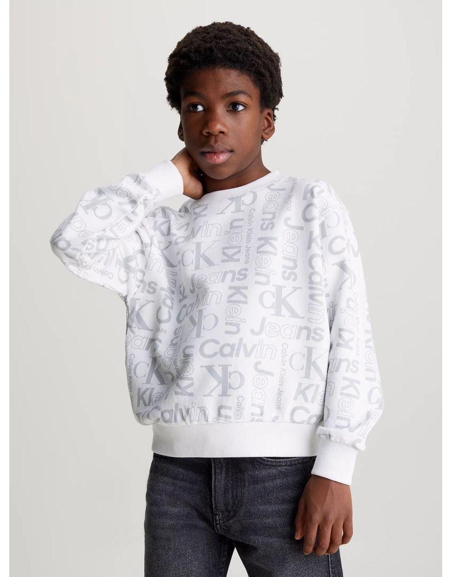 Shop Calvin Klein Boys Institutional CK Logo Sweatshirt in White Online in Bahrain VogaCloset