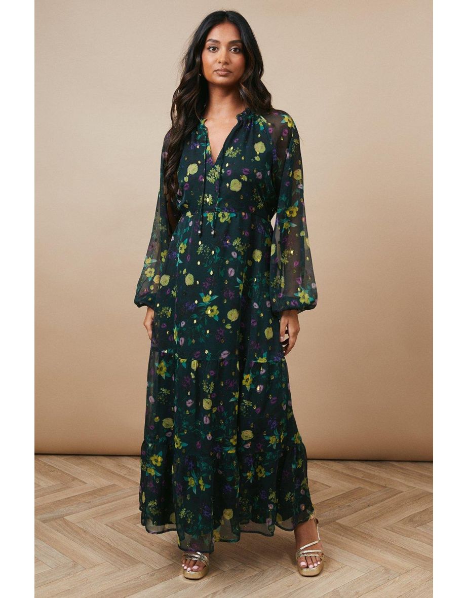 Oasis spot tiered maxi dress clearance