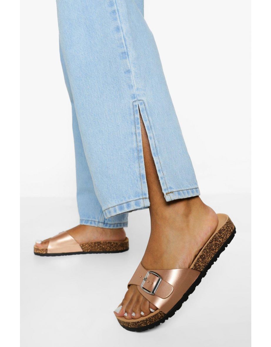 Buckle Footbed Slider - rose gold