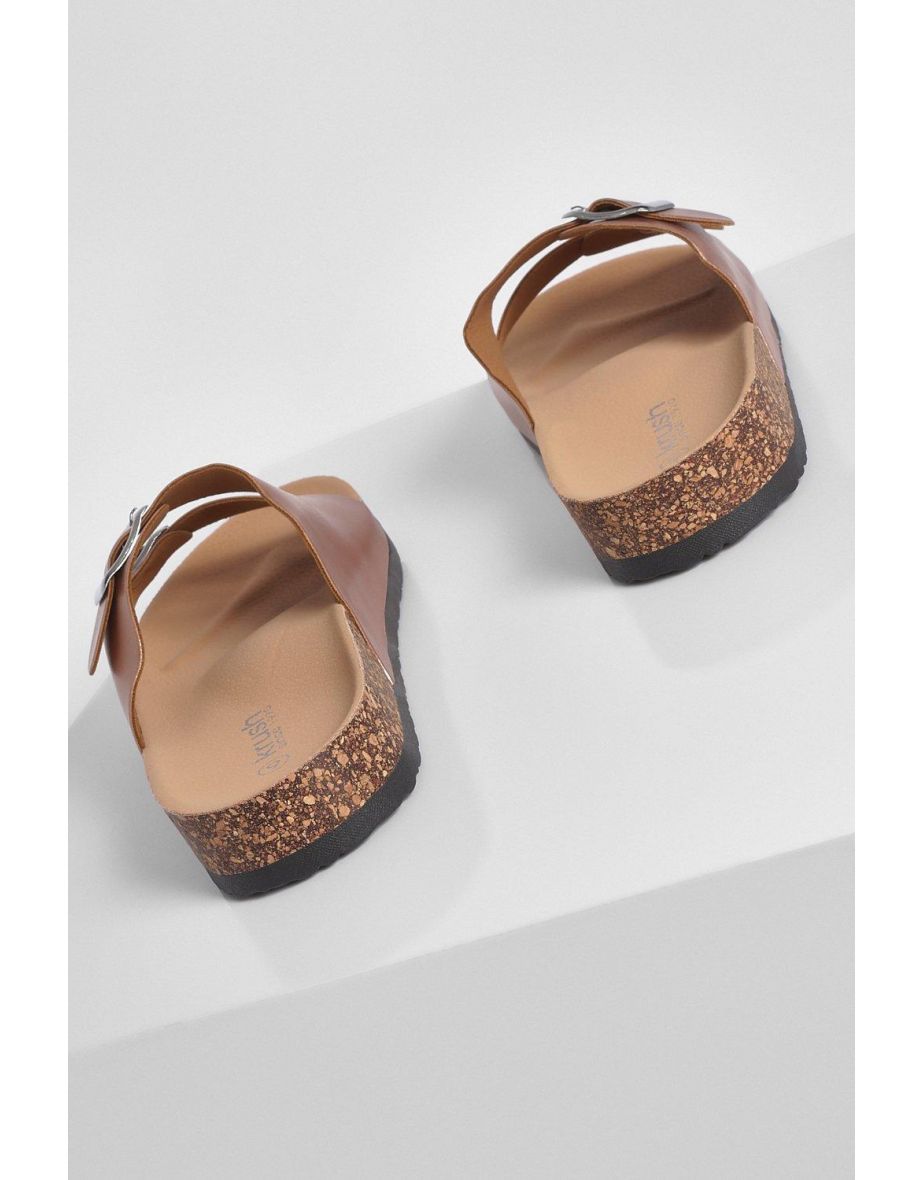 Double Buckle Footbed Slider - rose gold - 3