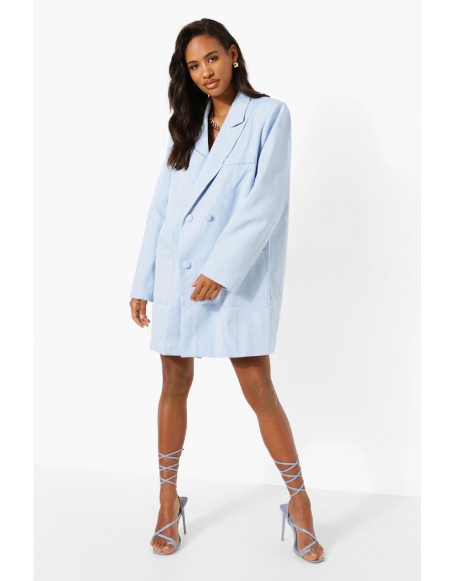 Oversized Boxy Blazer Dress - pastel blue - 3