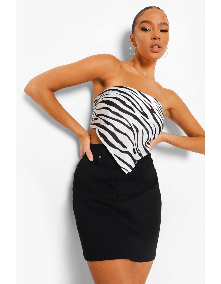 Basic Stretch Denim Skirt - black