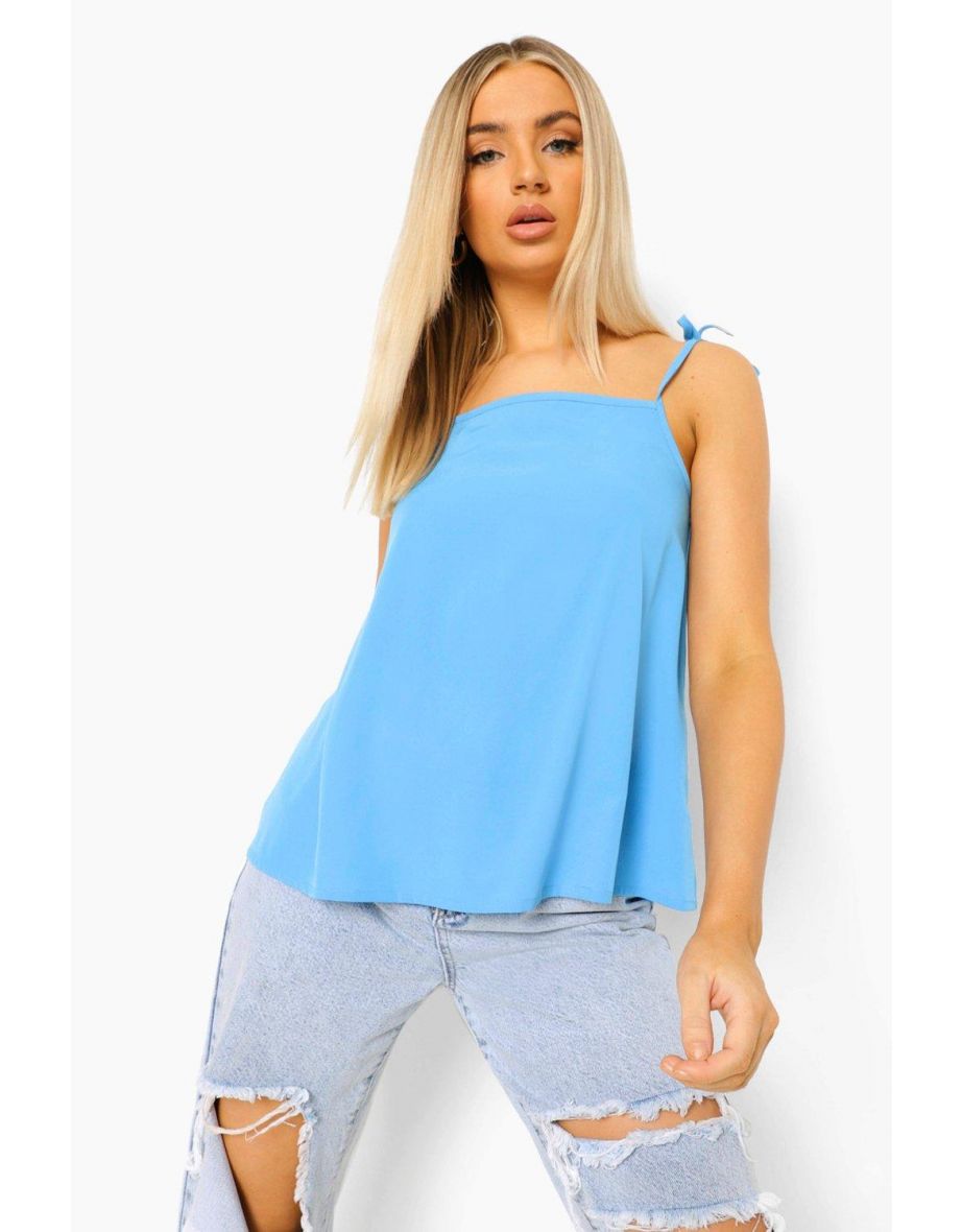Woven Square Neck Cami - blue - 3