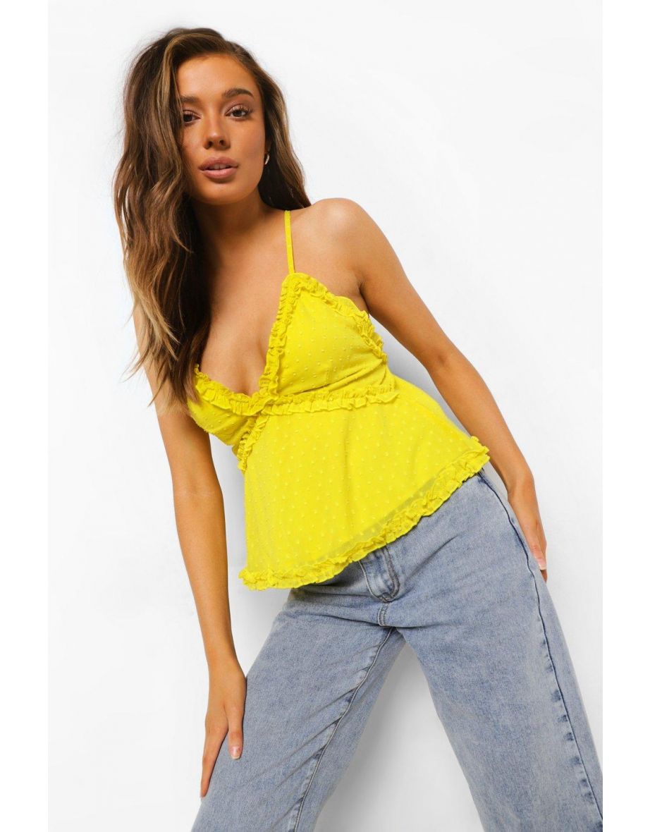 Dobby Ruffle Cami Top - yellow