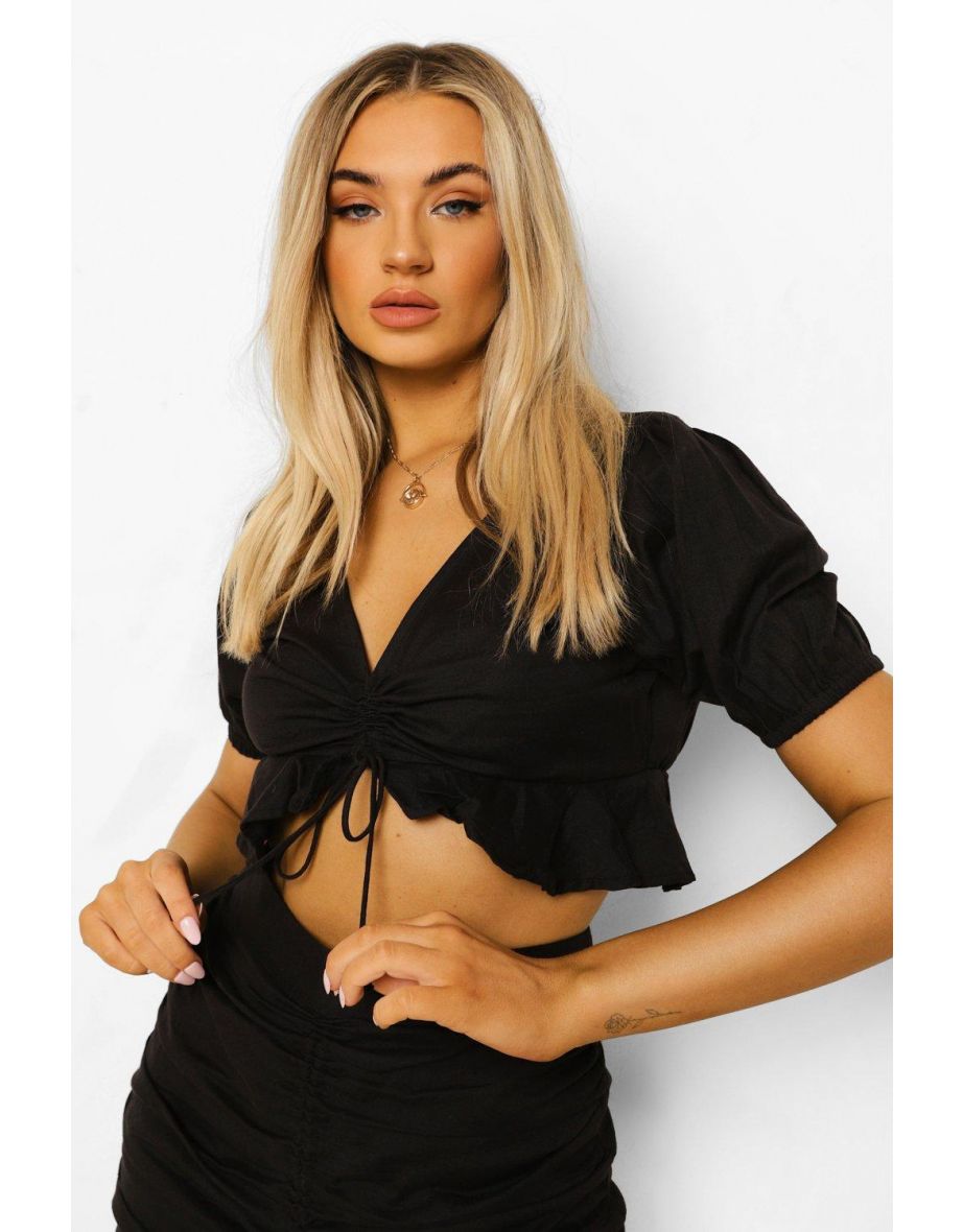 Ruched Front Top & Mini - black - 3