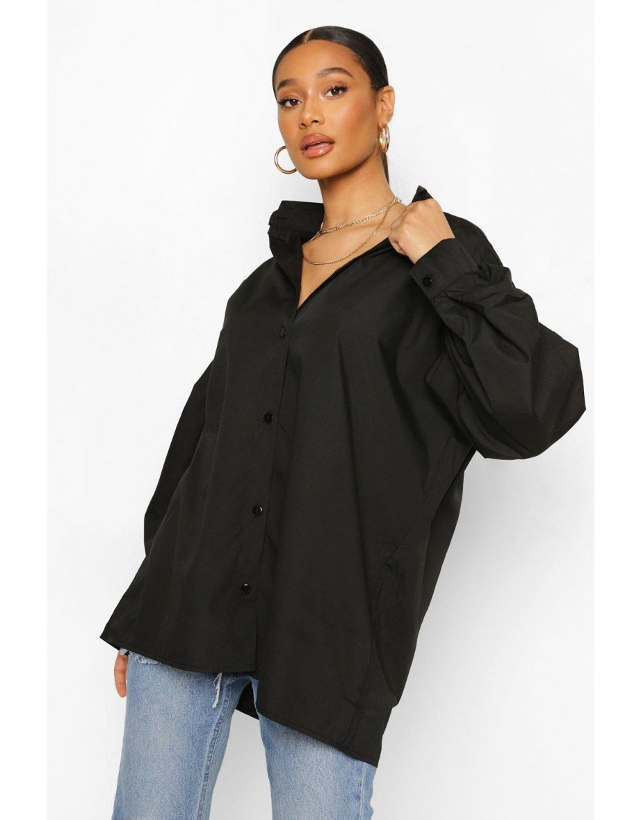 Puff Sleeveoversized Shirt - black