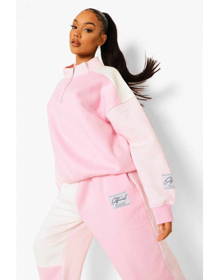 half zip pullover pink