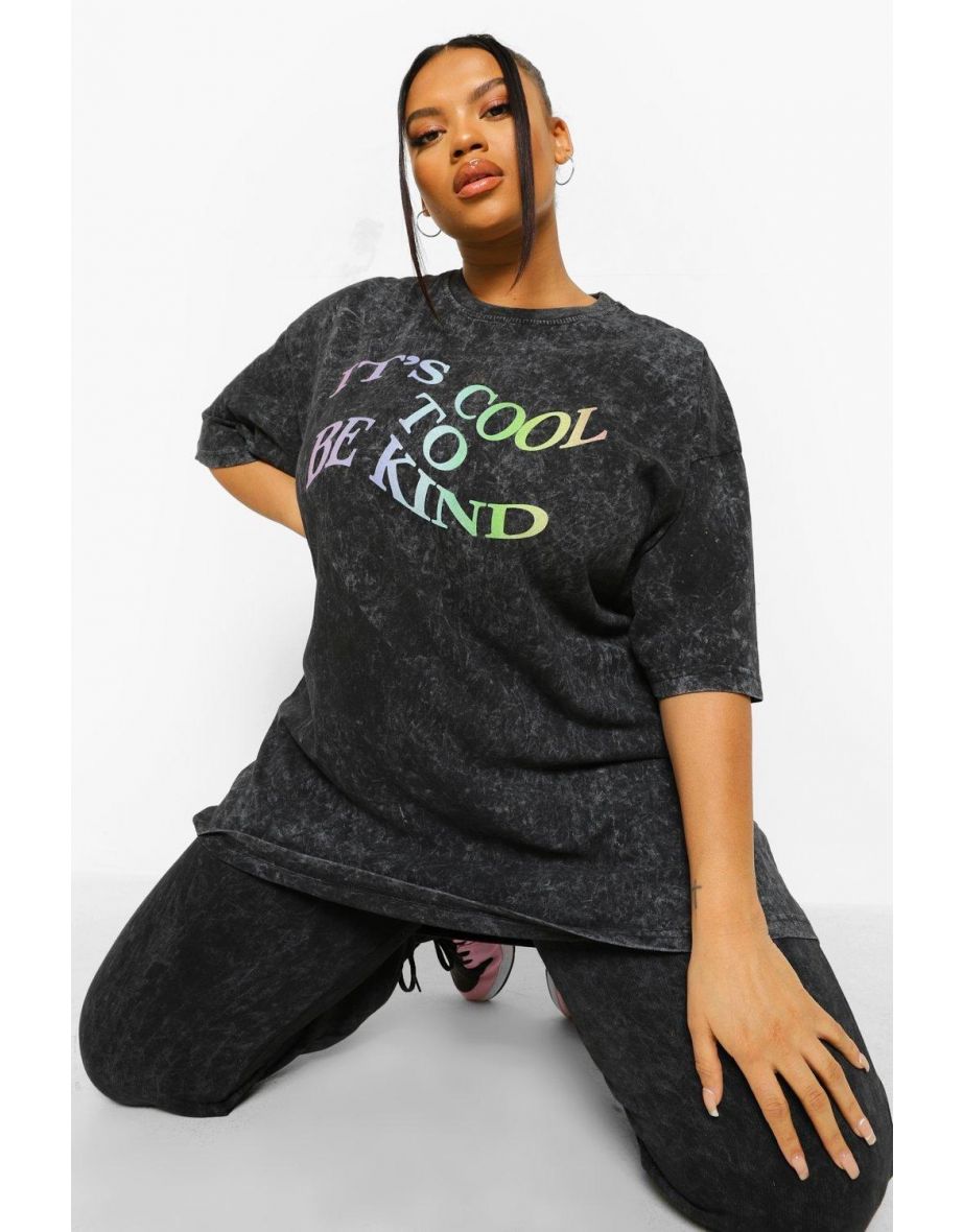 Plus Be Kind Acid Wash T-Shirt - charcoal - 3