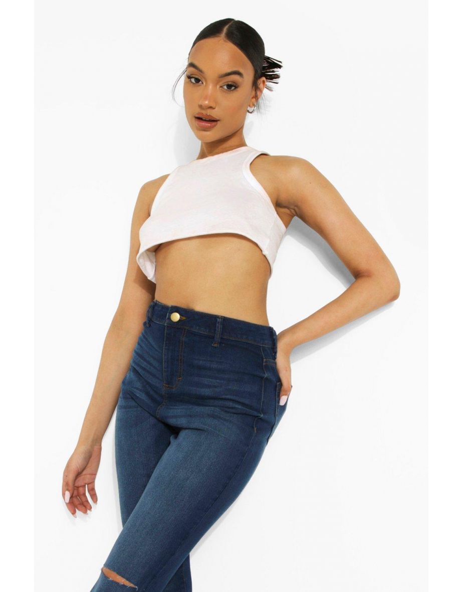 High Rise Disco Jean With Knee Slash - dark wash - 3