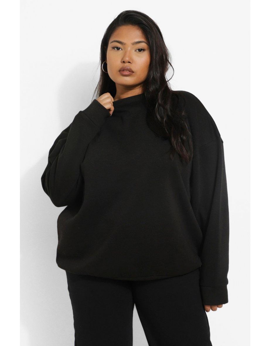 Recycled Plus Basic Oversized Sweatshirt - black
