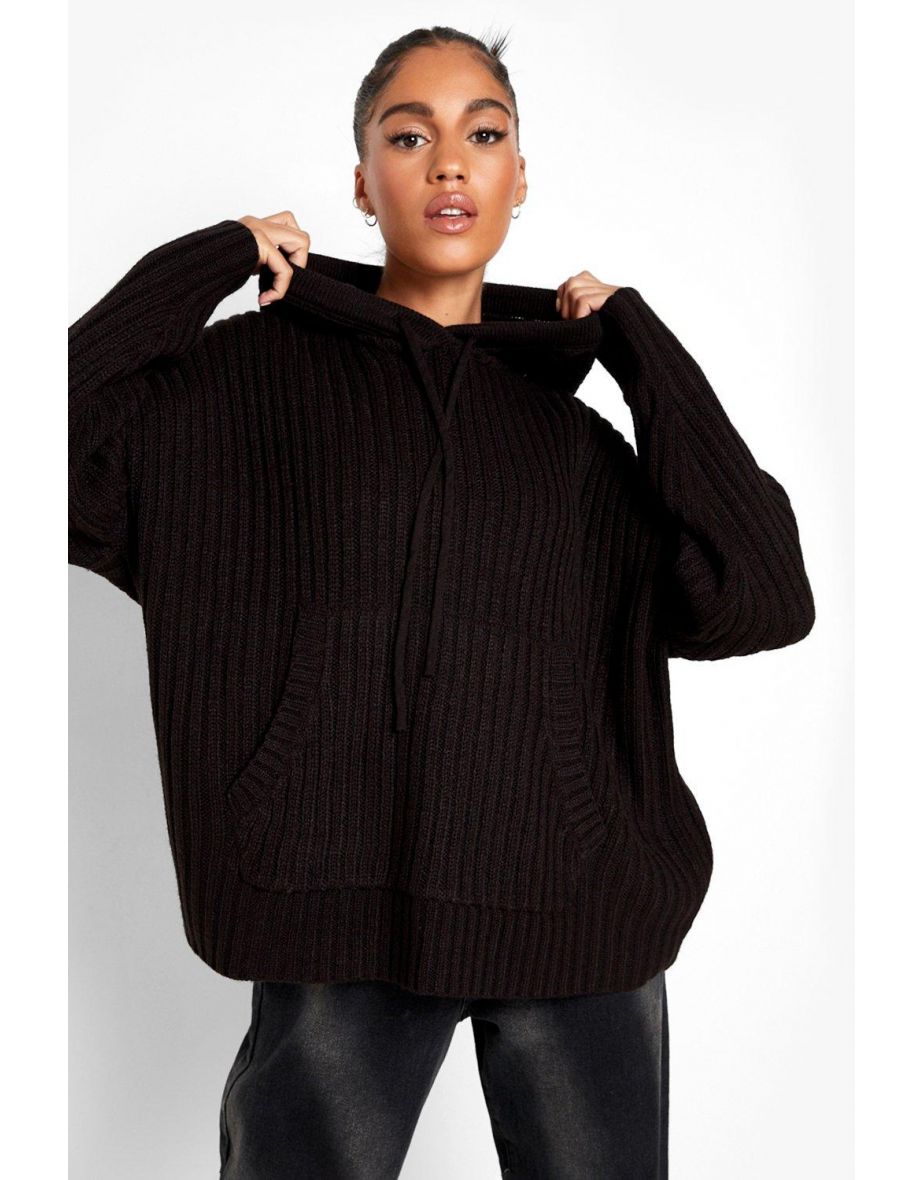 Chunky Rib Hoodie - black