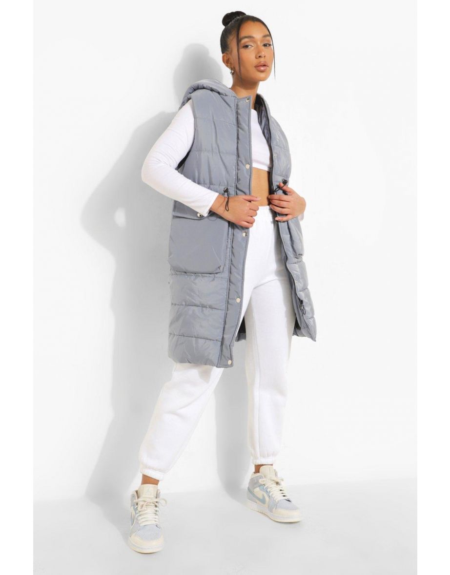 Longline Pocket Detail Gilet - grey