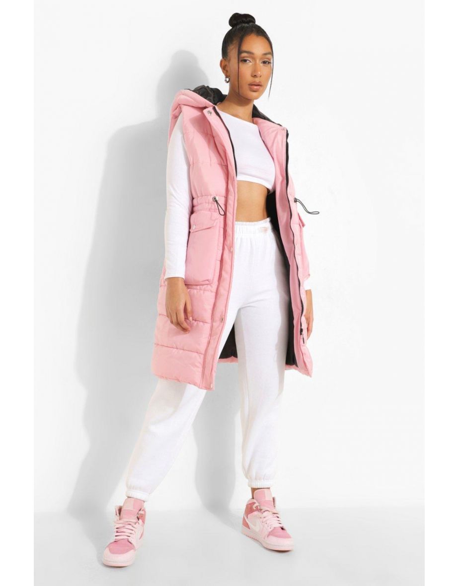 Longline Pocket Detail Gilet - pink